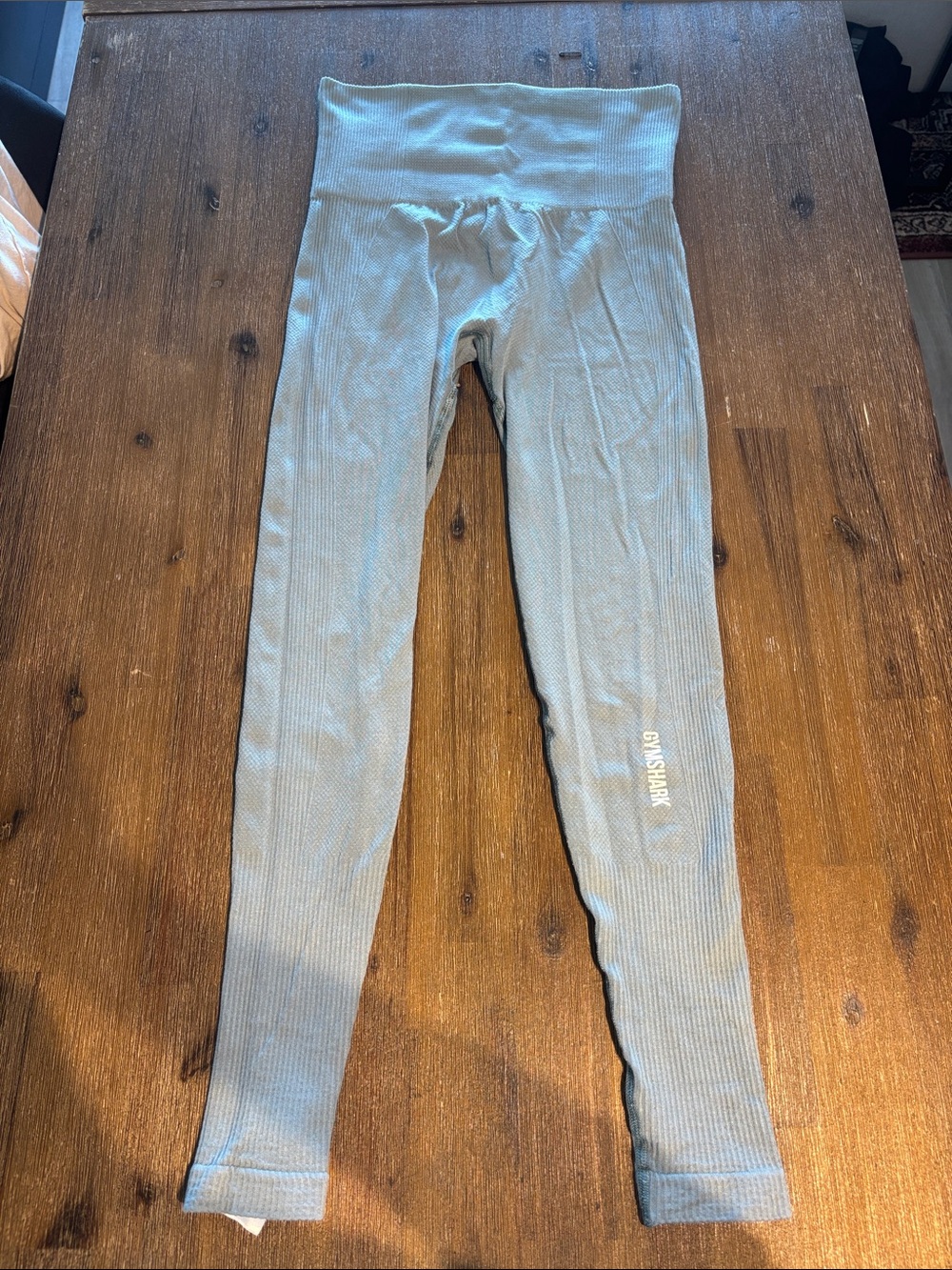 Gymshark Kids Ribbed High-Waist Leggings - Light Blue